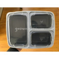 Eco-friendly Plastic 3 Compartment Food Container with Airtight Lid Bento Lunch Box